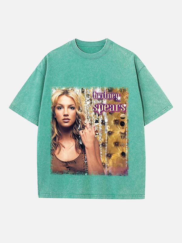 Britney Spears Print Round Neck T-shirt